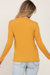 Yellow Basic Ribbed Long Sleeve Top