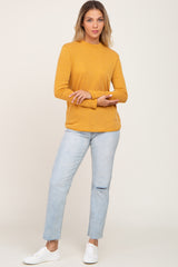 Yellow Basic Ribbed Long Sleeve Top