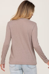 Taupe Basic Ribbed Long Sleeve Top