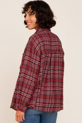 Red Plaid Button Down Top