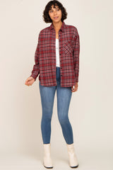 Red Plaid Button Down Top