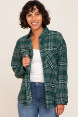 Green Plaid Button Down Top