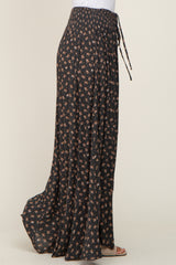 Charcoal Floral Button Front Hi-Lo Maxi Skirt