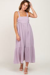 Lavender Back Tie Sleeveless Maternity Mid Dress