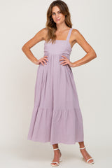 Lavender Back Tie Sleeveless Mid Dress