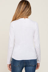 White Basic Raw Hem Maternity Long Sleeve Top