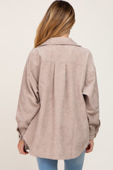 Taupe Corduroy Maternity Shirt Jacket