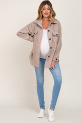 Taupe Corduroy Maternity Shirt Jacket