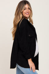 Black Corduroy Maternity Shirt Jacket