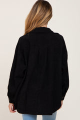 Black Corduroy Maternity Shirt Jacket