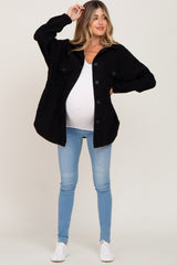 Black Corduroy Maternity Shirt Jacket