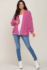 Fuchsia Knit Maternity Cardigan