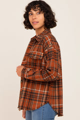 Rust Plaid Front Pocket Shirt Jacket