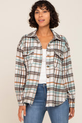 Ivory Plaid Front Pocket Maternity Shirt Jacket