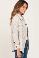 Beige Tweed Front Pocket Shacket