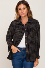 Black Tweed Front Pocket Maternity Shacket