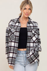 Black Plaid Brushed Maternity Shacket