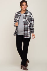 Black Plaid Brushed Maternity Shacket