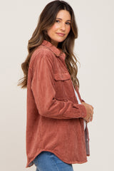 Rust Reversible Maternity Shirt Jacket