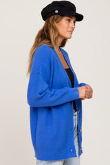 Royal Blue Brushed Button Front Cardigan