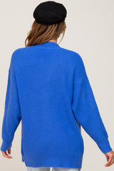 Royal Blue Brushed Button Front Cardigan