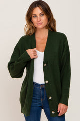 Forest Green Brushed Button Front Maternity Cardigan