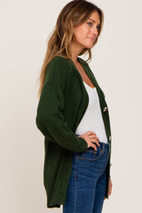 Forest Green Brushed Button Front Cardigan