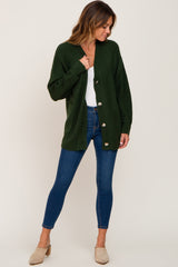 Forest Green Brushed Button Front Cardigan