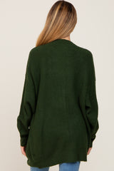 Forest Green Brushed Button Front Maternity Cardigan