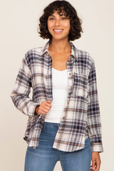 Black Plaid Button Up Flannel Top