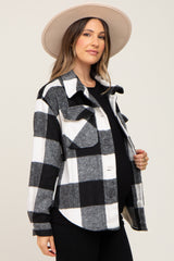 Black Plaid Knit Maternity Shirt Jacket