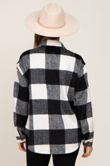 Black Plaid Knit Maternity Shirt Jacket