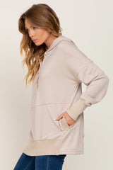 Taupe Snap Front Button Hoodie