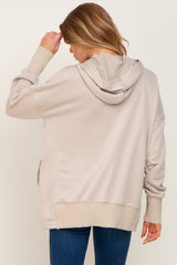 Taupe Snap Front Button Hoodie