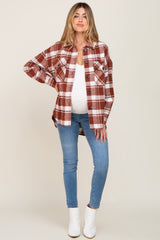 Rust Plaid Maternity Shirt Jacket