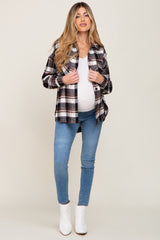 Black Plaid Maternity Shirt Jacket