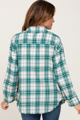 Jade Plaid Frayed Button Up