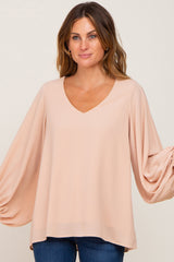 Taupe Long Sleeve Crochet Lace Blouse