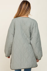 Light Olive Reversible Sherpa Maternity Jacket