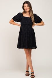 Black Polka Dot Square Neck Maternity Dress