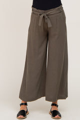 Olive Paper Bag Wide Leg Maternity Pants