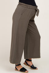 Olive Paper Bag Wide Leg Maternity Pants