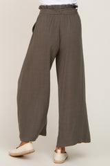 Olive Paper Bag Wide Leg Pants