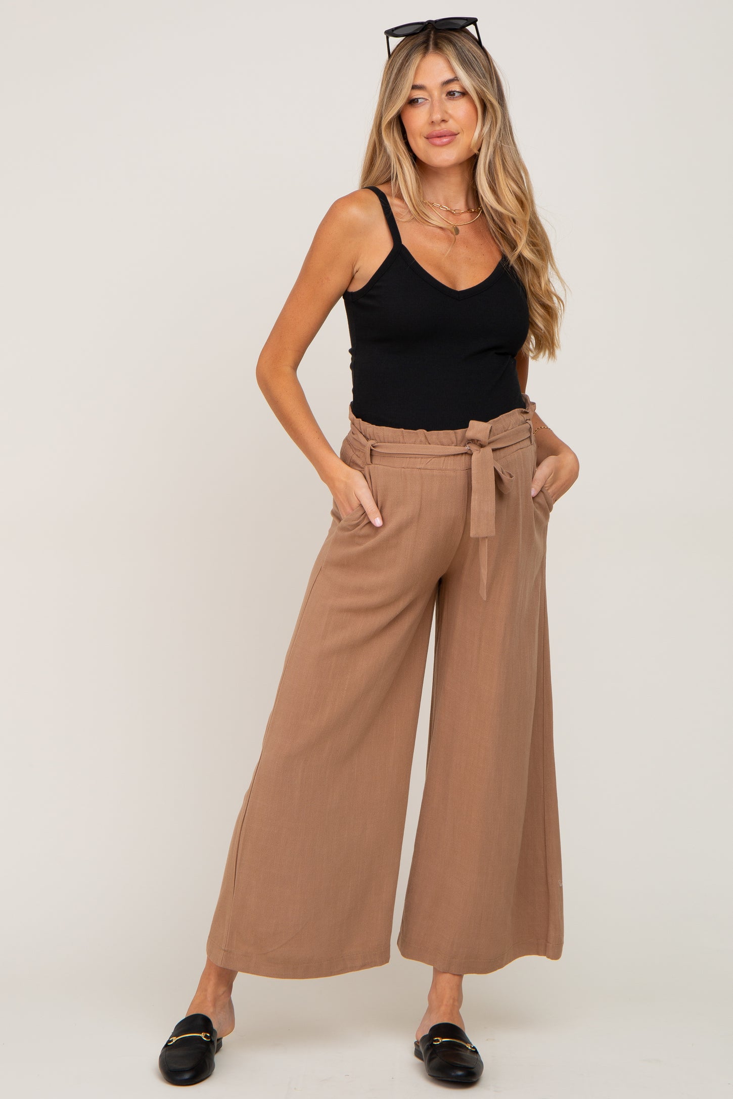 Paperbag Wide Leg Trousers Yellow | NA-KD