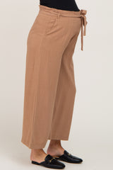 Mocha Paper Bag Wide Leg Maternity Pants