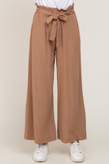 Mocha Paper Bag Wide Leg Pants