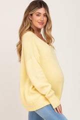 Yellow Ribbed Trim Maternity Sweater