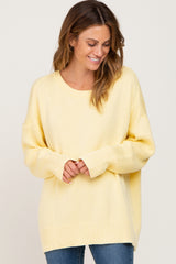 Yellow Ribbed Trim Maternity Sweater