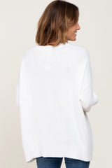 White Ribbed Trim Sweater