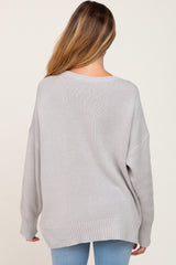 Grey Ribbed Trim Maternity Sweater